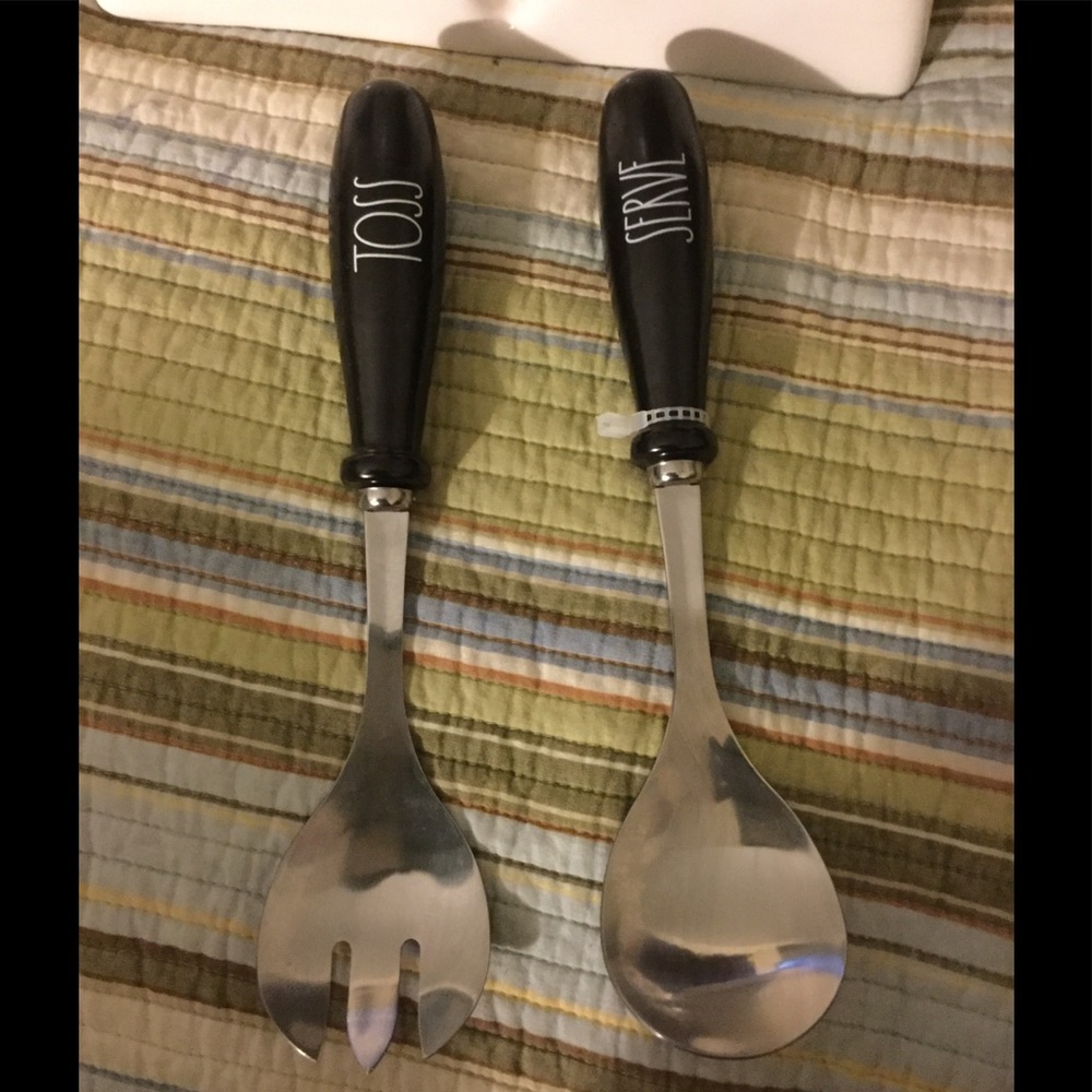 Rae Dunn serving spoon and fork SERVE AND TOSS